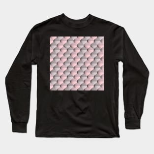 Ogee pattern in coral pink and grey, 60s nostalgia Long Sleeve T-Shirt